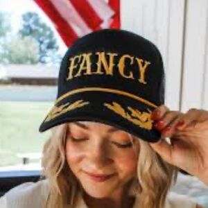 Fancy Embroidered Black & Gold Trucker Cap - Stylish Women's Hat